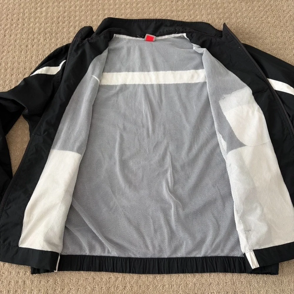 Vintage Nike Windbreaker Swoosh Jacket Men XL Black‎ White Full Zip Mesh Lined